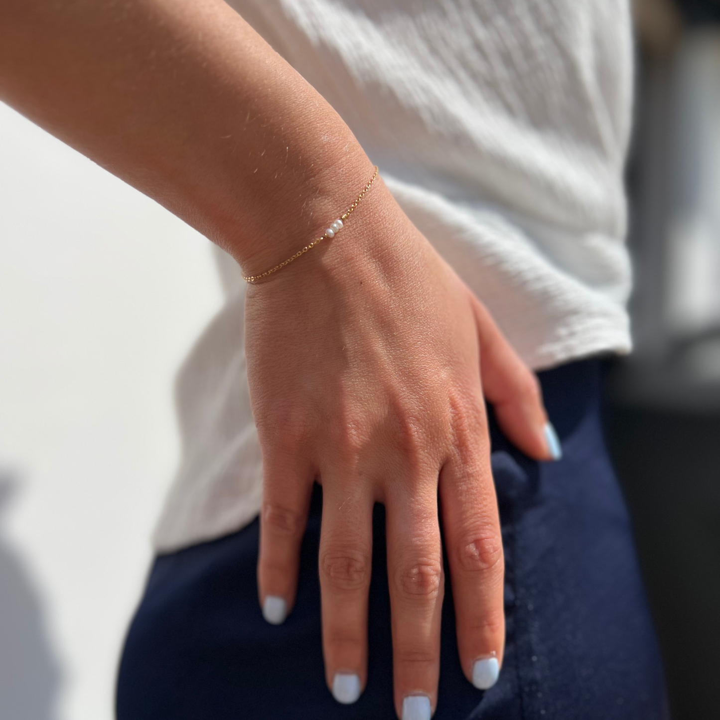 bracelet ajustable perle d'eau douce sur-mesure