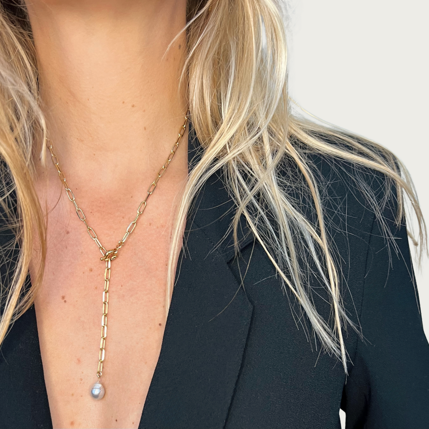 Collier perle de Tahiti chaine gold-filled ajustable fait main