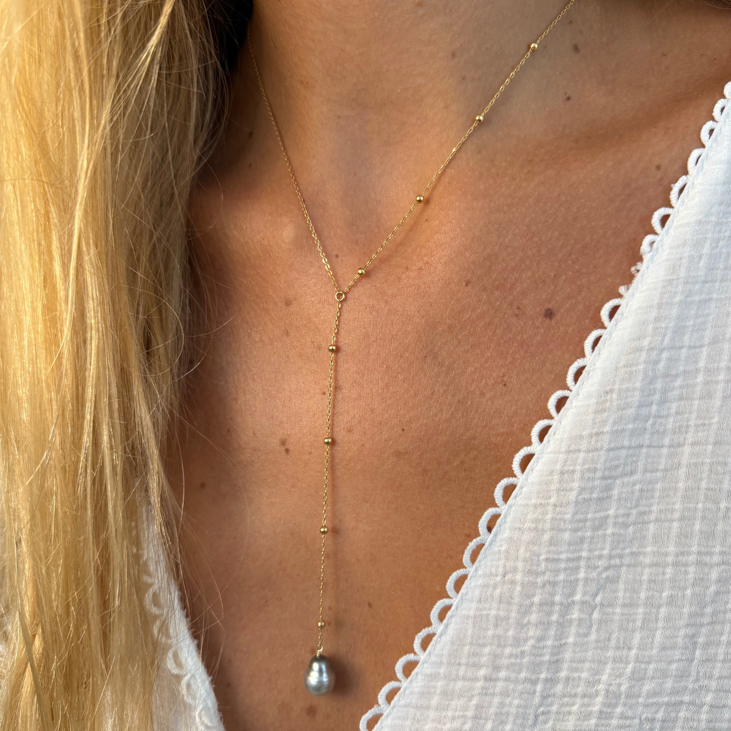 Collier plongeant perle de tahiti