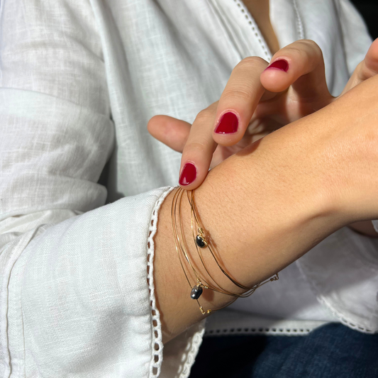 Bracelet jonc semainier gold filled keshi tahiti