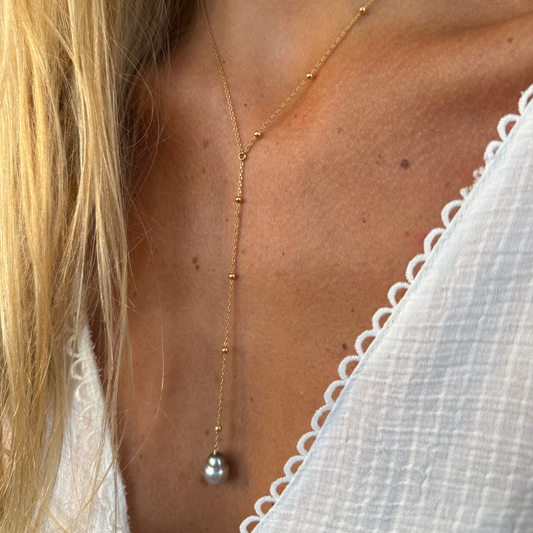 Collier or plongeant perle de tahiti